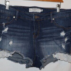 Vintage Torrid Beaded Denim Shortie Shorts 14